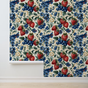 Red Strawberry & Blue Blueberry Farm Style Tapete
