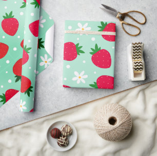 Red Strawberry Blume Geburtstagsparty für sie Geschenkpapier