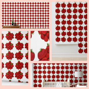 Red Strawberry Clusters Fotografy White Tapete