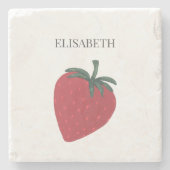 Red Strawberry Frucht Personalisierter Name Steinuntersetzer (Vorderseite)