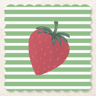 Red Strawberry Fruit and Stripes Untersetzer