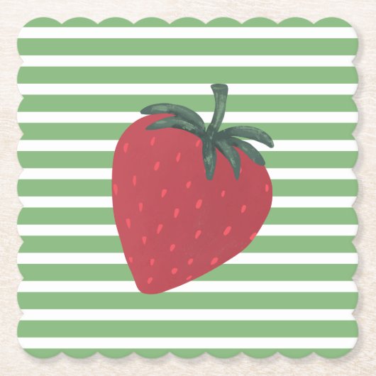 Red Strawberry Fruit and Stripes Untersetzer (Vorderseite)