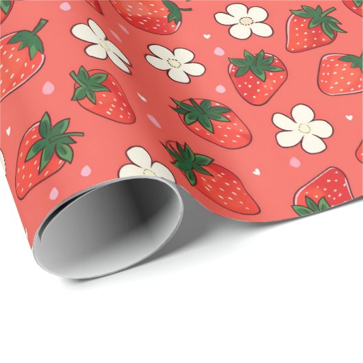 Red Strawberry Geschenkpapier (Rolleneckpunkt)
