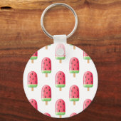 Red Strawberry Ice Cream Pattern Schlüsselanhänger (Vorderseite)