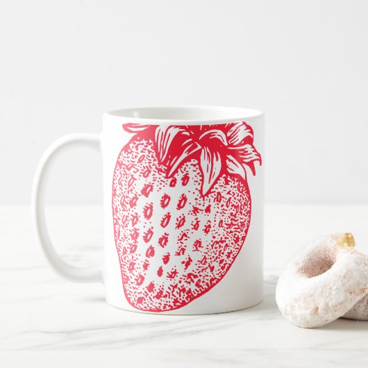 Red Strawberry Illustration Tasse (Mit Donut)