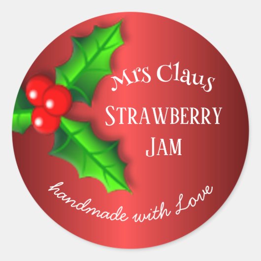 Red Strawberry jam Weihnachtslabel Runder Aufkleber (Vorderseite)