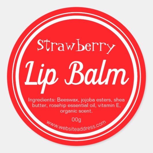 Red Strawberry Lip Balm Pot Lable Runder Aufkleber (Vorderseite)
