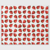 Red Strawberry Minimalistisch Pattern Wrapping Pap Geschenkpapier (Flach)