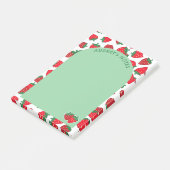 Red Strawberry Muster Green Arch Add Name Post-it Klebezettel (angewinkelt)