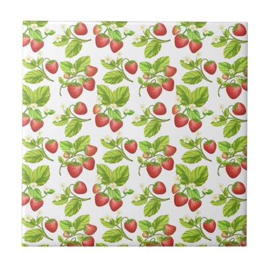 Red Strawberry Pattern Fliese (Vorderseite)