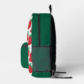 Red Strawberry Pattern Green Backpack Bedruckter Rucksack (Rechts)