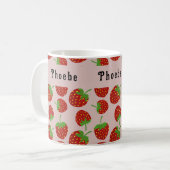 Red Strawberry Pattern Individuelle Name Kaffeetasse (Vorderseite Links)