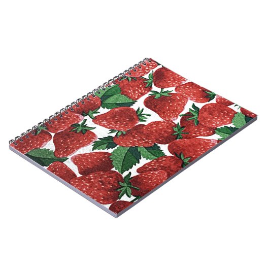 Red Strawberry Pattern Notizblock (Linke Seite)