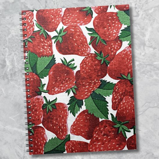 Red Strawberry Pattern Notizblock