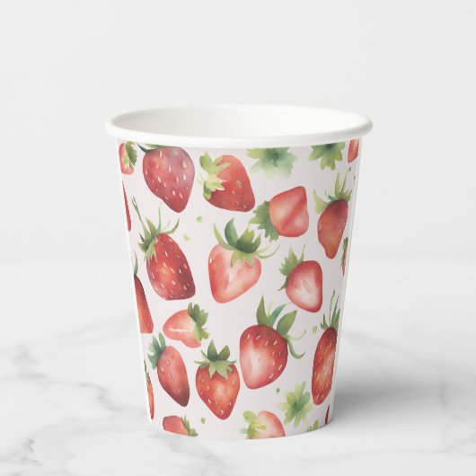 Red Strawberry Pattern Pappbecher (Rückseite)
