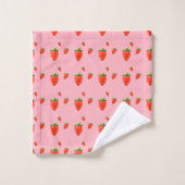 Red Strawberry Pattern Pink Beauty Badhandtuch Set (Waschlappen)
