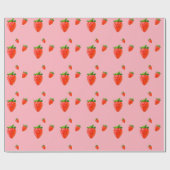 Red Strawberry Pattern Pink Party Geschenkpapier (Flach)