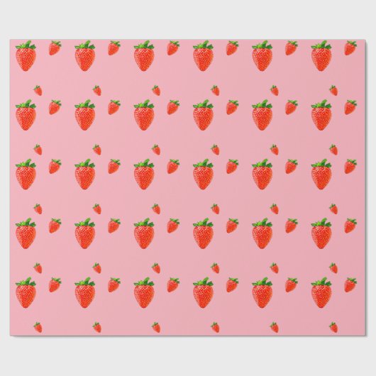 Red Strawberry Pattern Pink Party Geschenkpapier (Flach)