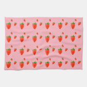 Red Strawberry Pattern Pink Party Geschirrtuch (Horizontal)