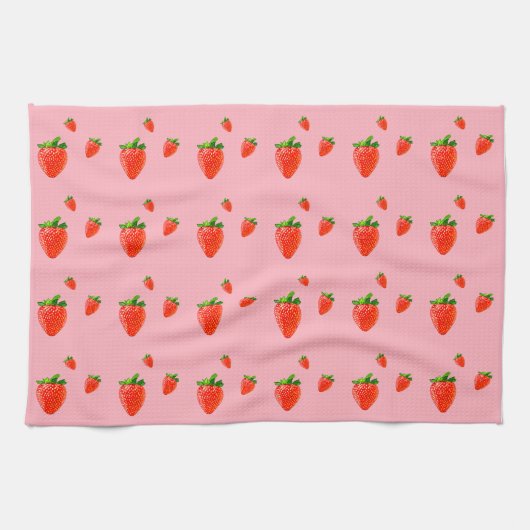 Red Strawberry Pattern Pink Party Geschirrtuch (Horizontal)