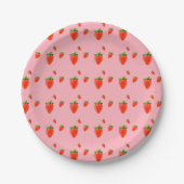 Red Strawberry Pattern Pink Party Pappteller (Vorderseite)
