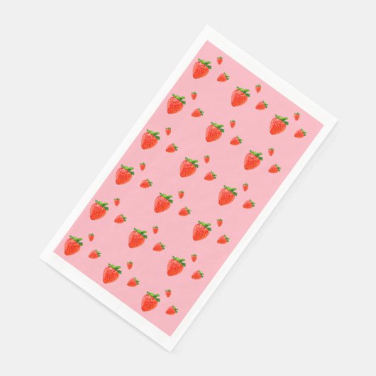 Red Strawberry Pattern Pink Party Serviette (Ecke)