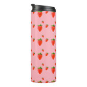 Red Strawberry Pattern Pink Party Thermosbecher (Nach rechts gedreht)
