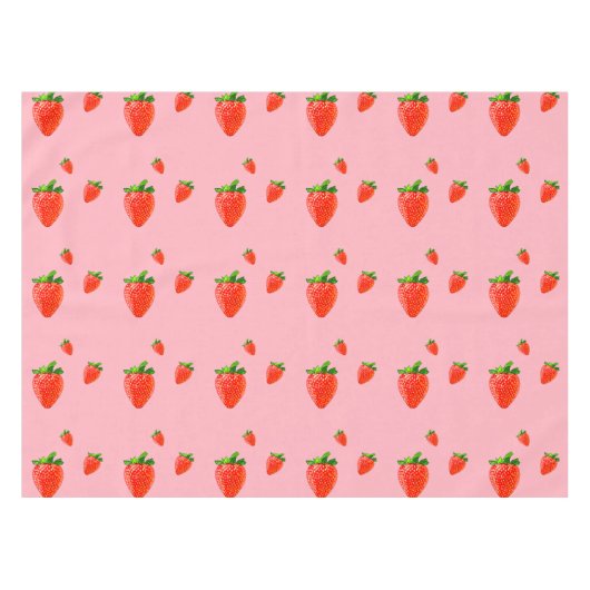 Red Strawberry Pattern Pink Party Tischdecke (Vorderseite (Horizontal))