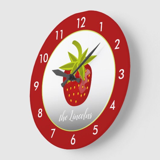 Red Strawberry Personalisiert Große Wanduhr (Winkel)