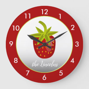 Red Strawberry Personalisiert Große Wanduhr