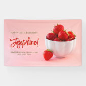 Red Strawberry Photo Summer Brunch Birthday Party Banner (Horizontal)