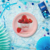 Red Strawberry Photo Summer Brunch Happy Birthday Pappteller (Party)