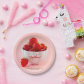 Red Strawberry Photo Summer Brunch Happy Birthday Pappteller (Party)