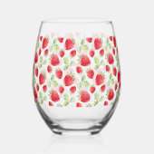 Red Strawberry pink Birthday Party für sie Weinglas Ohne Stiel (Vorderseite)