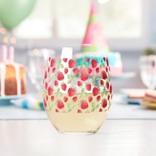 Red Strawberry pink Birthday Party für sie Weinglas Ohne Stiel