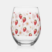 Red Strawberry pink Birthday Party für sie Weinglas Ohne Stiel (Vorderseite)