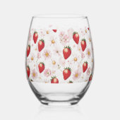 Red Strawberry pink Birthday Party für sie Weinglas Ohne Stiel (Rückseite)