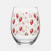 Red Strawberry pink Birthday Party für sie Weinglas Ohne Stiel (Links)