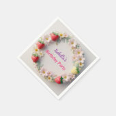 Red Strawberry pink Daisy Birthday Party für sie Serviette (Ecke)