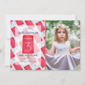 Red Strawberry Popsicle Girl Foto Geburtstag Einladung (Vorderseite)