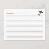 Red Strawberry Recipe Cards Postkarte (Rückseite)