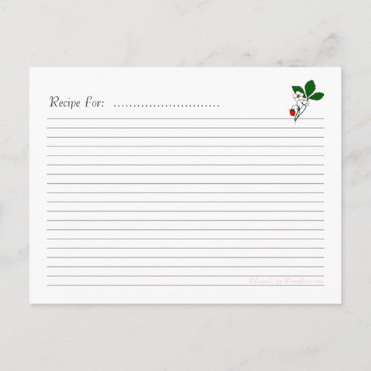 Red Strawberry Recipe Cards Postkarte (Rückseite)