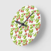 Red Strawberry Runde Wanduhr (Winkel)