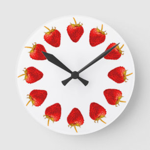 Red Strawberry Stunden 12 Erdbeeren Circle Runde Wanduhr