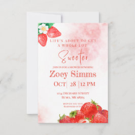 Red Strawberry Themed Dusche Einladung
