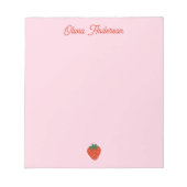 Red Strawberry Valentines Day Personalized Name Notizblock (Vorderseite)