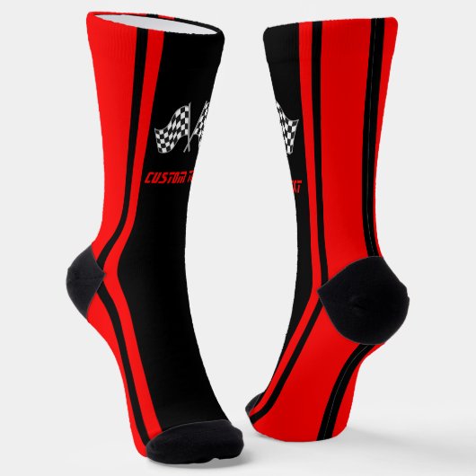 Red Strike Racing Car Flags - Personalisiert Socken (Gewinkelt)