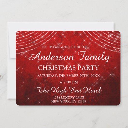 Red String Light Annual Christmas Party Einladung (Vorderseite)