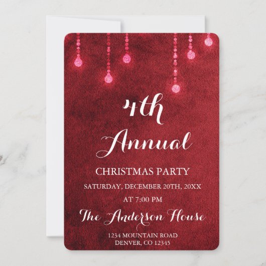 Red String Light Annual Christmas Party Einladung (Vorderseite)