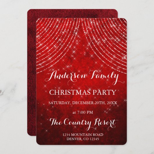 Red String Light Annual Christmas Party Einladung (Vorne/Hinten)